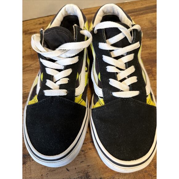 VANS Old Skool Slime Flame Black/White w Green Youth Size 6.5 - Picture 5 of 9